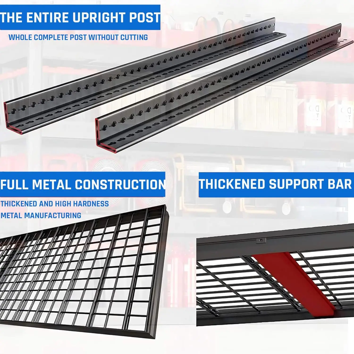 67″ W Garage Shelving Heavy Duty, 4 Tier Garage Shelves, 68″ H Adjustable Storage Shelving Unit, Commercial Metal, Customized