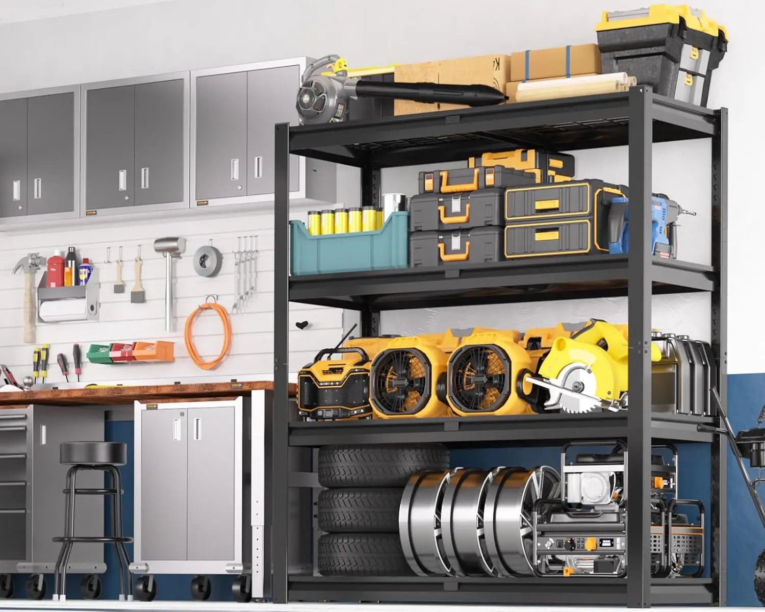 Heavy Duty Garage Shelving 2200 LBS 4 Tier Heavy Duty Storage Shelves Adjustable Industrial Metal Wire Shelf Unit, Customized