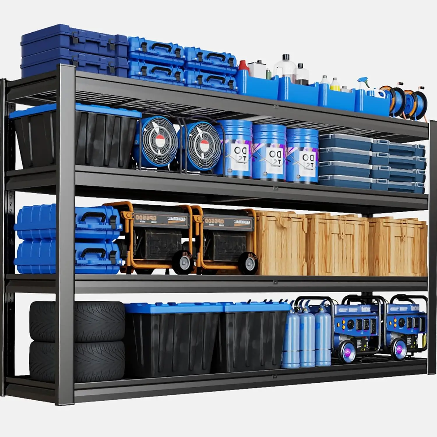 67″ W Garage Shelving Heavy Duty, 4 Tier Garage Shelves, 68″ H Adjustable Storage Shelving Unit, Commercial Metal, Customized