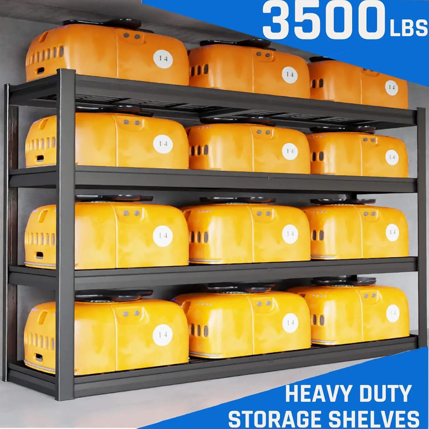 67″ W Garage Shelving Heavy Duty, 4 Tier Garage Shelves, 68″ H Adjustable Storage Shelving Unit, Commercial Metal, Customized
