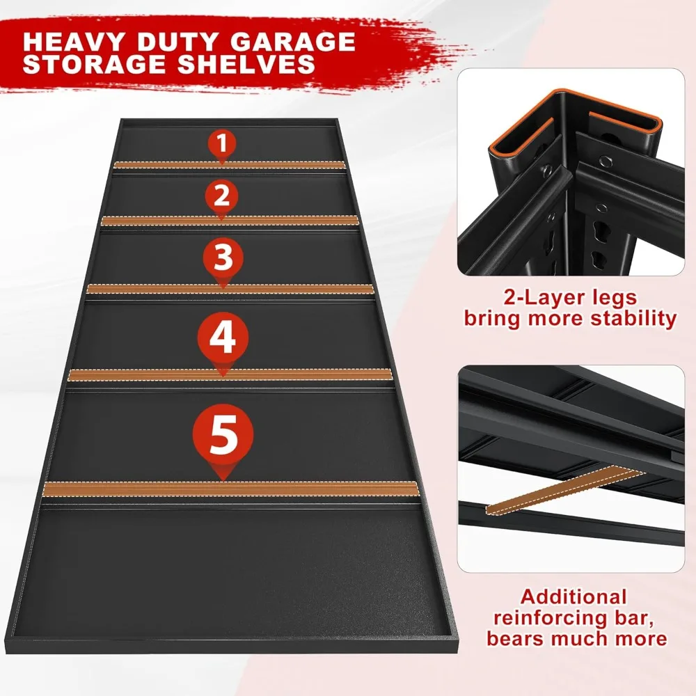 84.1″ H Garage Shelving, 3500LBS Storage Shelves Heavy Duty, Adjustable 6-Tier Metal Shelving for Commercial, ，Customized