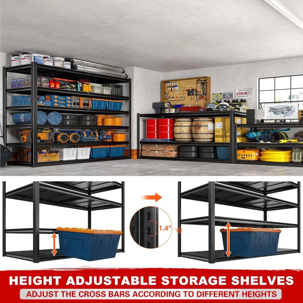 84.1″ H Garage Shelving, 3500LBS Storage Shelves Heavy Duty, Adjustable 6-Tier Metal Shelving for Commercial, ，Customized