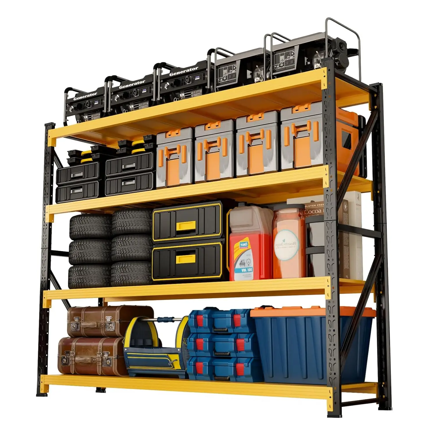 5000lbs Garage Shelving Heavy Duty, 4-Tier Metal Adjustable Garage Shelves, Storage Shelves for Warehouse, Pantry,, Customized